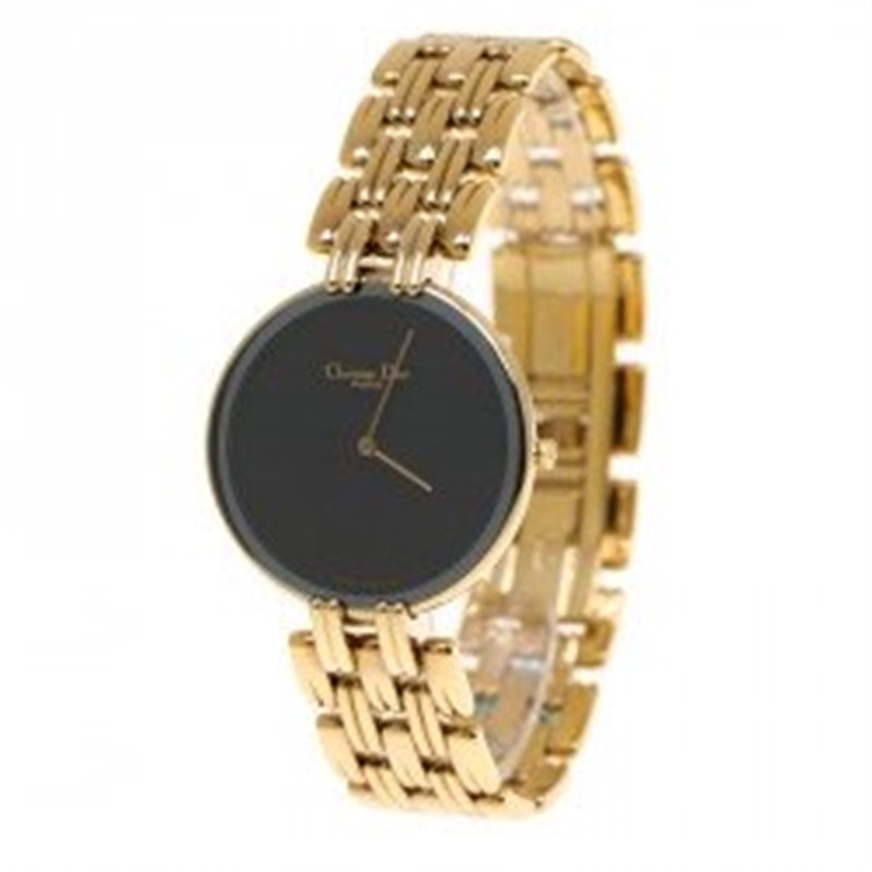 Dior Black Moon de Christian Dior GoldPlated Stainless Steel Leather  Womens Wristwatch 25MM Dior  TLC