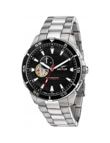 Sector automatic men s watch with black dial and stainless steel case and bracelet